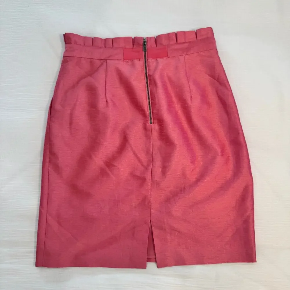 Alice + Olivia Toni Paper-Bag Skirt Satin Pink Women’s 8 Pencil Office Barbie - Picture 13 of 16